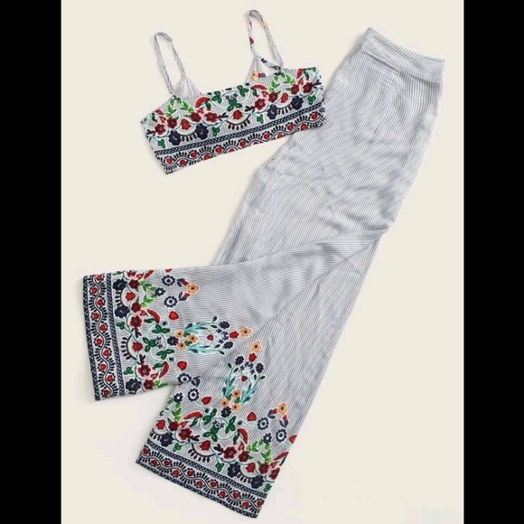 Tie Front Cami Top and Pants Set - Picture 3 of 7